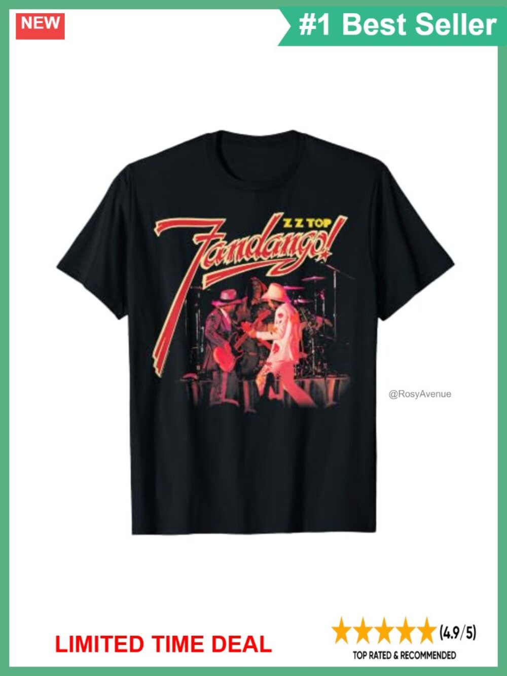 ZZ Top Fandango Graphic Tee Short Sleeve Music Band T-Shirt
